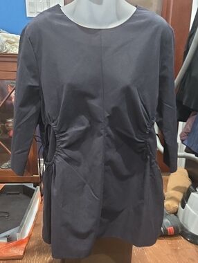 COS Black Drawsting Open Waist Tunic Shirt, Size 12, NWT